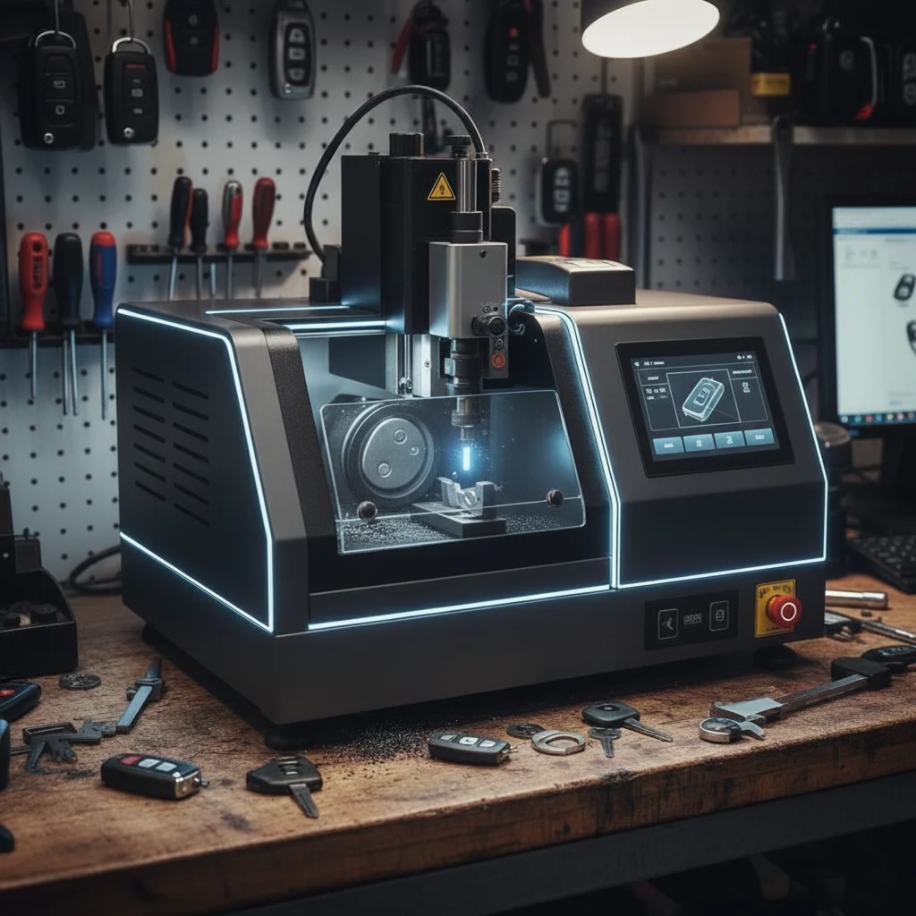 Máquina de corte de llaves en taller móvil